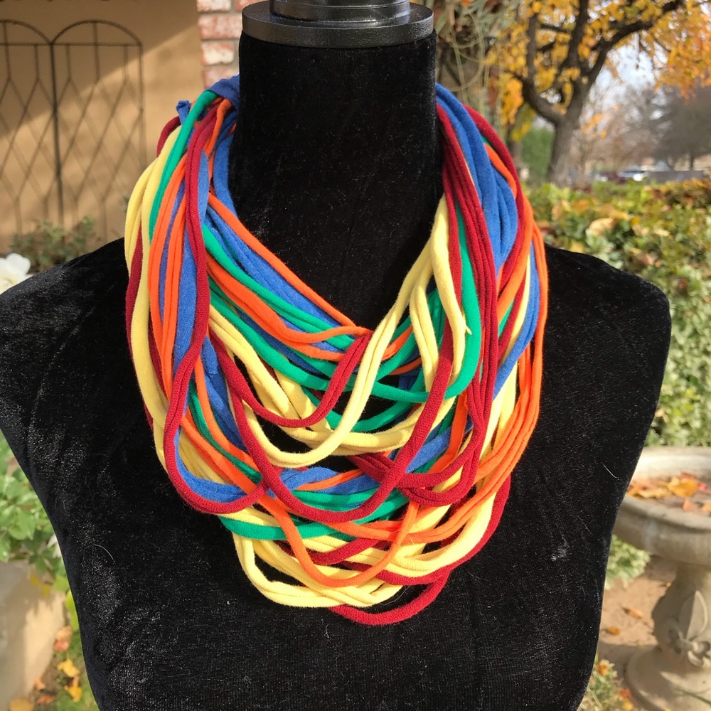 Multi strand noodle color scarf and or necklace